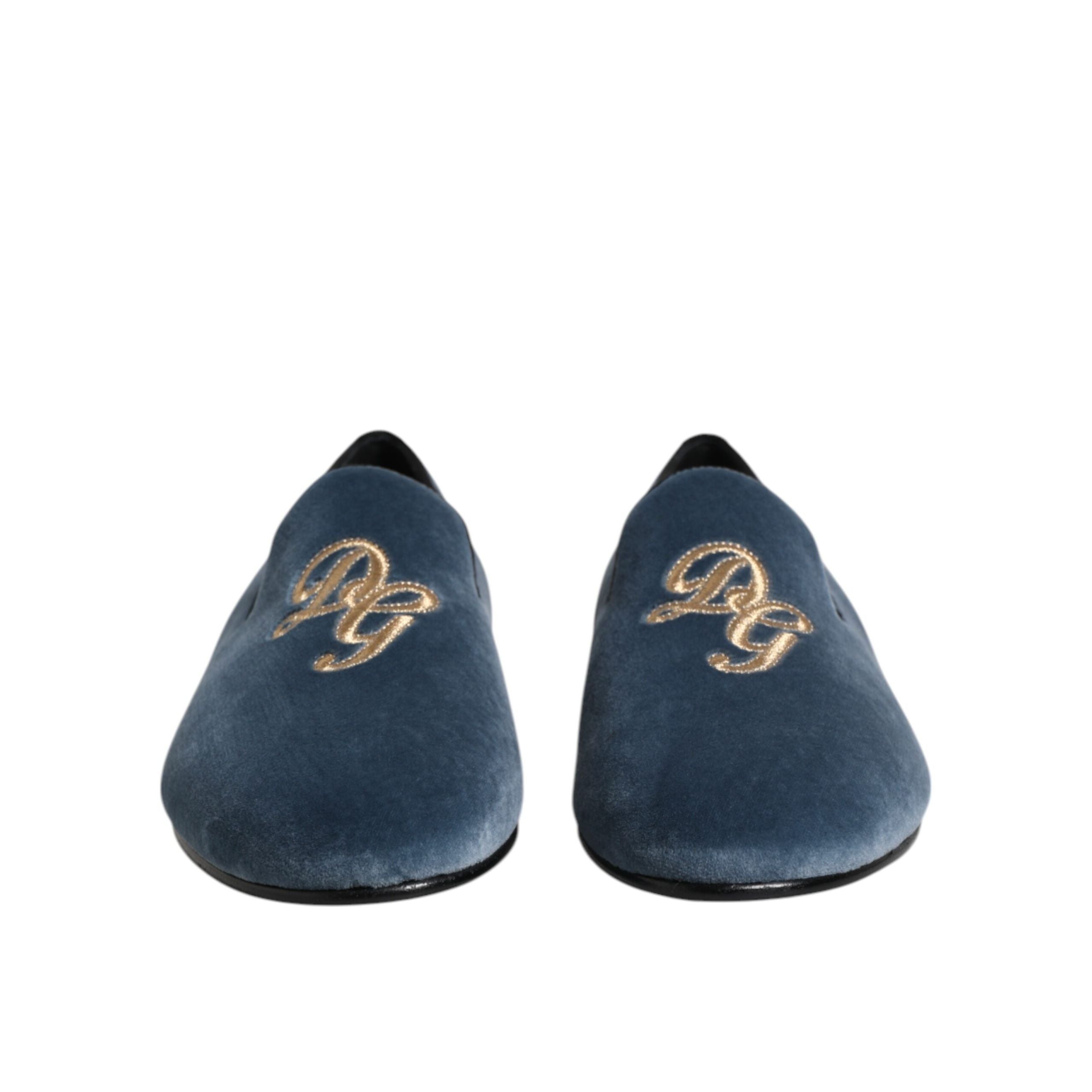 Dolce & Gabbana Blue Velvet DG Logo Formal Loafers