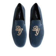 Dolce & Gabbana Blue Velvet DG Logo Formal Loafers
