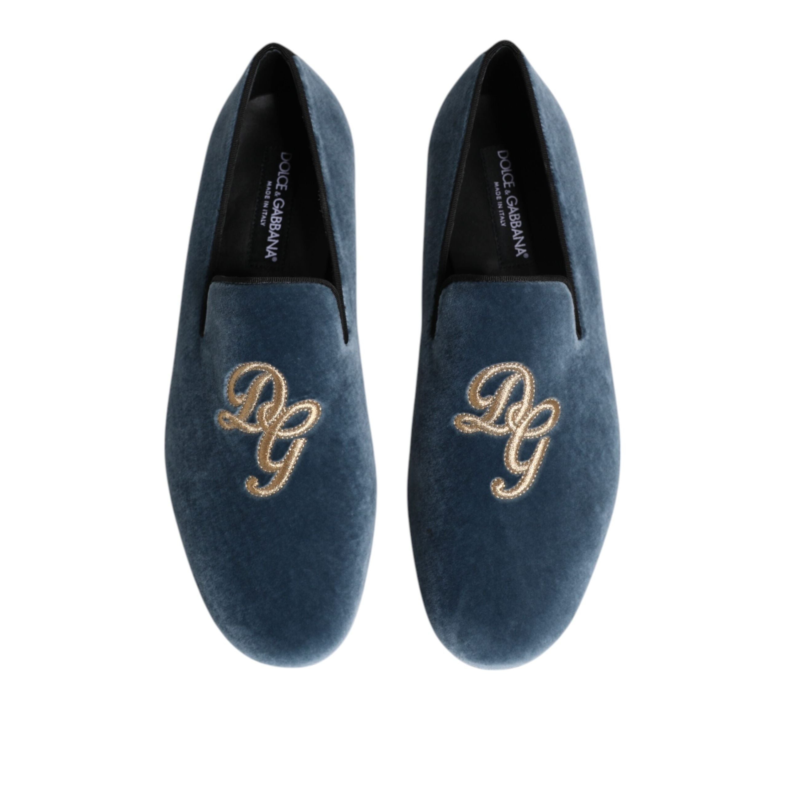 Dolce & Gabbana Blue Velvet DG Logo Formal Loafers