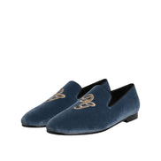 Dolce & Gabbana Blue Velvet DG Logo Formal Loafers