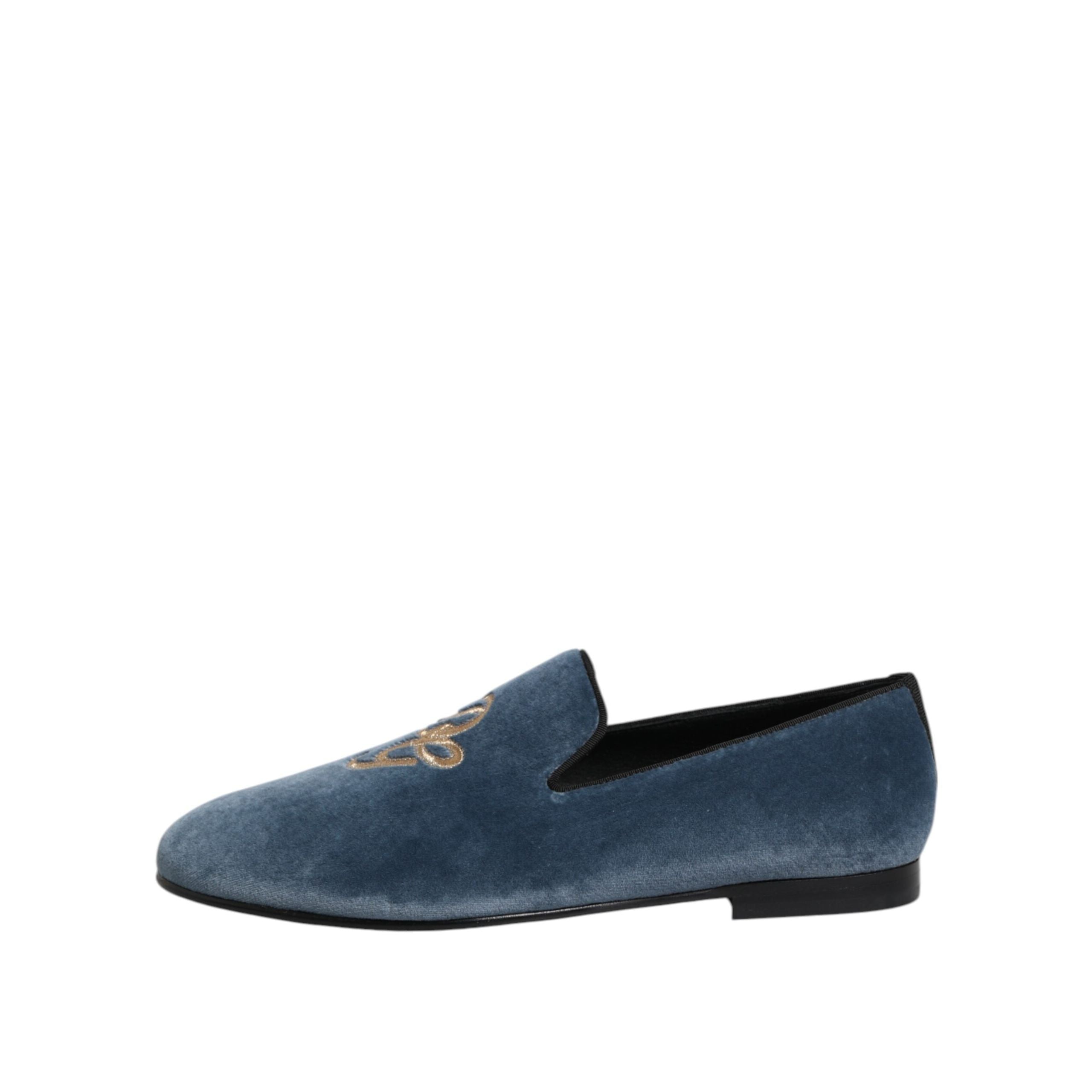 Dolce & Gabbana Blue Velvet DG Logo Formal Loafers