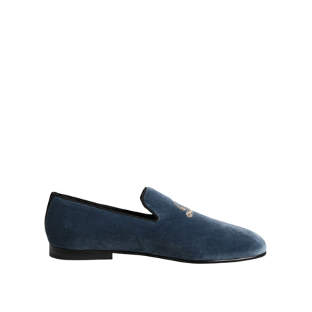Dolce & Gabbana Blue Velvet DG Logo Formal Loafers