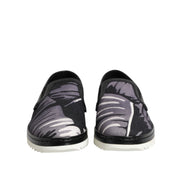 Dolce & Gabbana Black Tropical Slip On Sneakers
