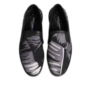 Dolce & Gabbana Black Tropical Slip On Sneakers