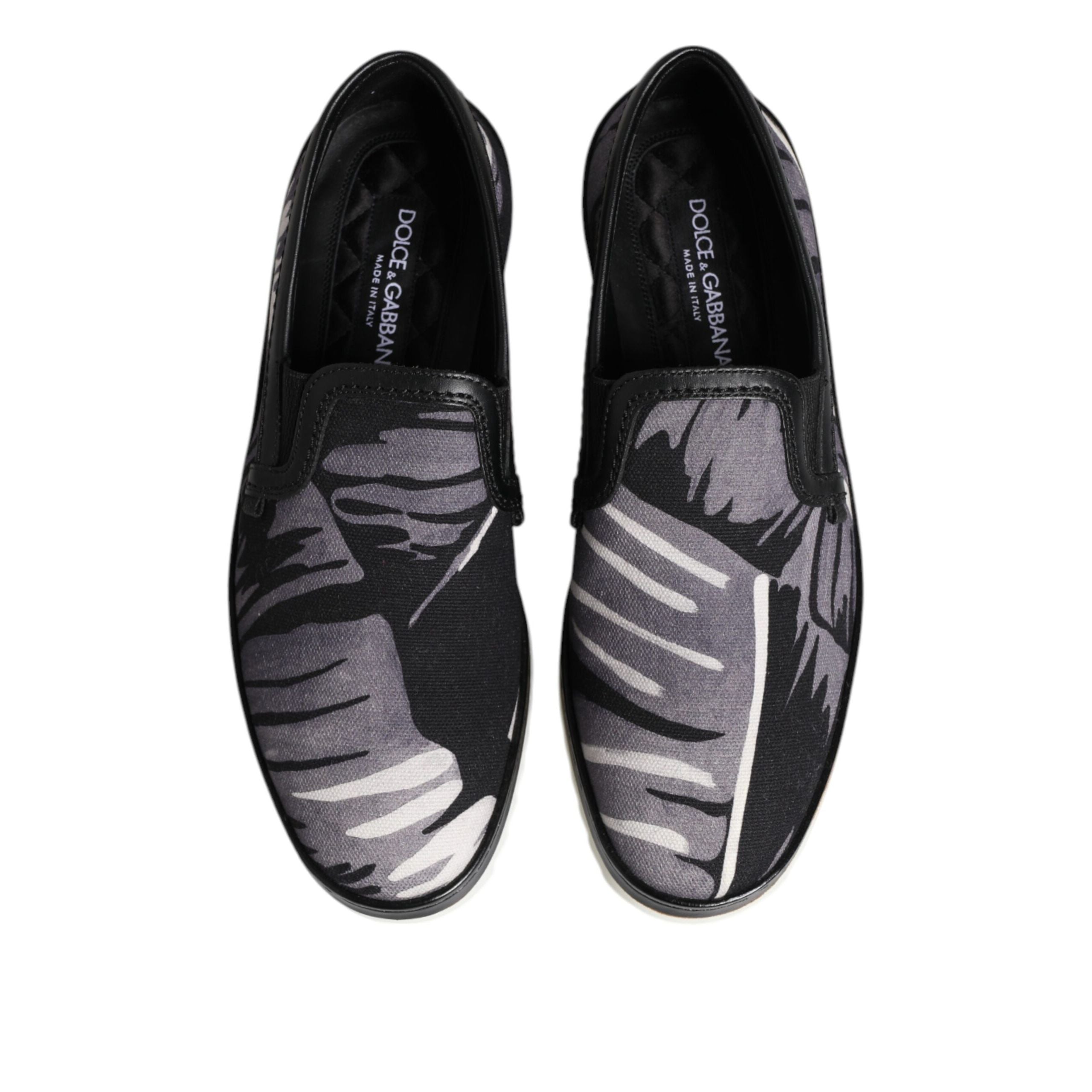 Dolce & Gabbana Black Tropical Slip On Sneakers