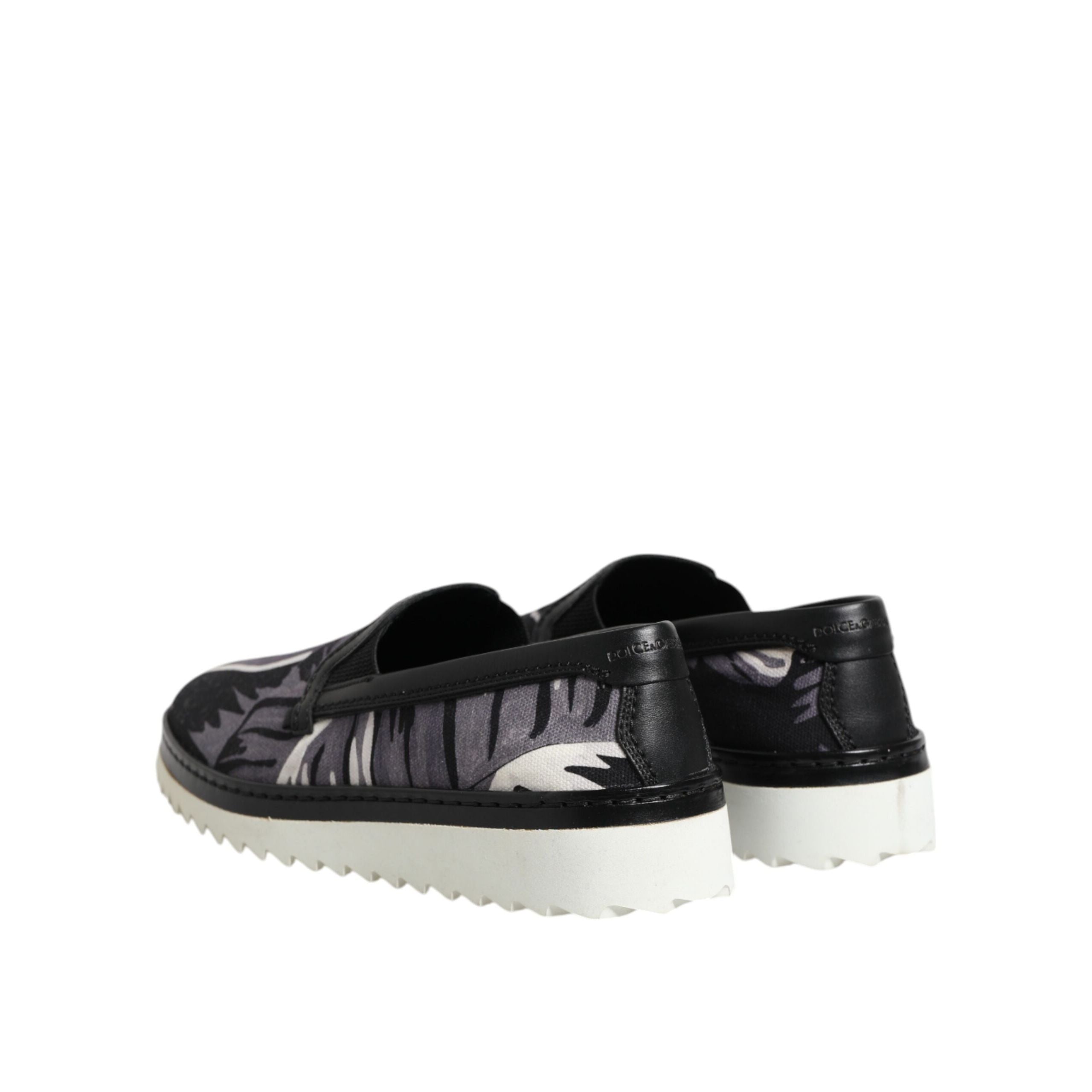 Dolce & Gabbana Black Tropical Slip On Sneakers