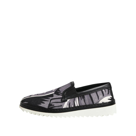 Dolce & Gabbana Black Tropical Slip On Sneakers