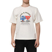 Dolce & Gabbana White Love Peace Cotton Crew Neck T-shirt