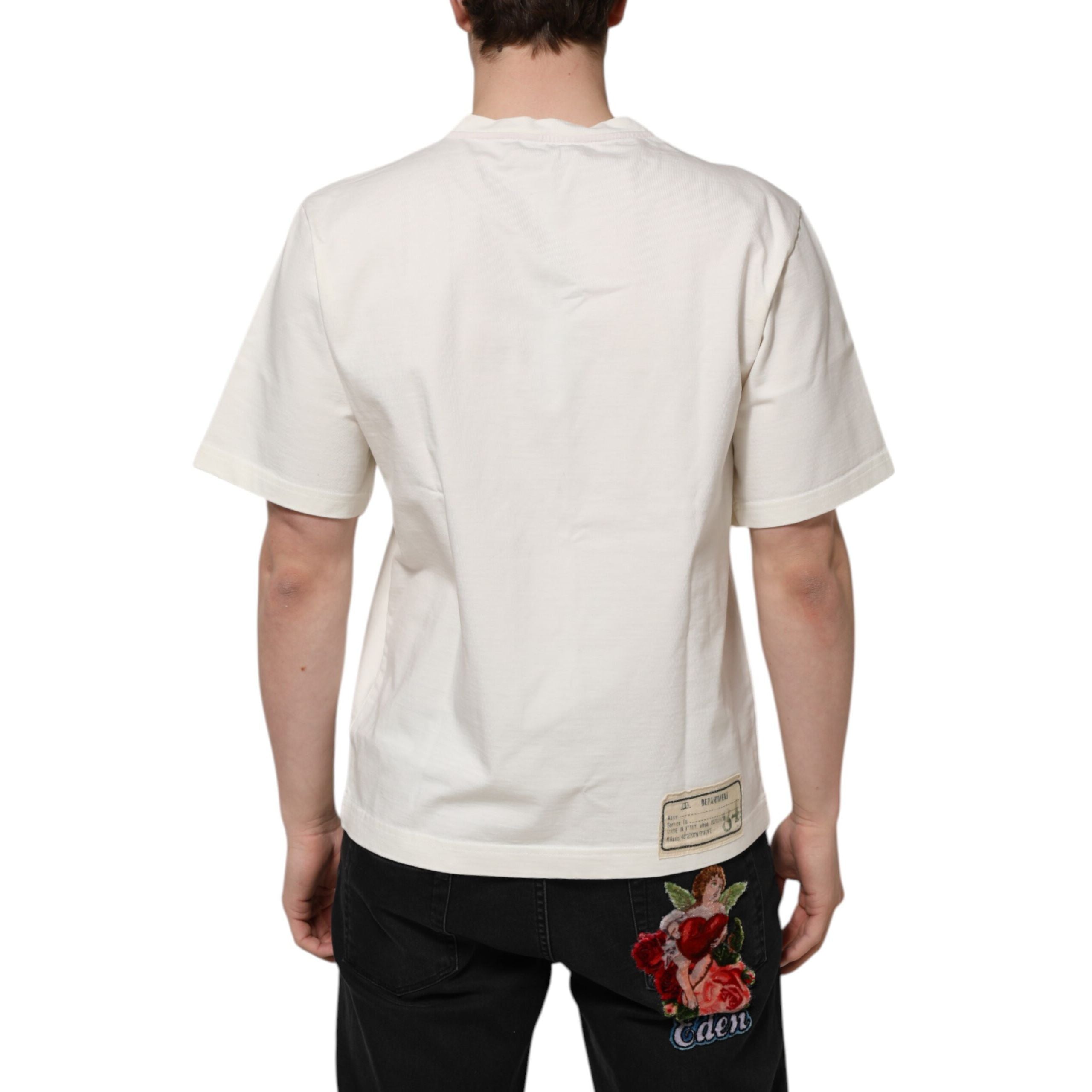 Dolce & Gabbana White Love Peace Cotton Crew Neck T-shirt