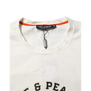 Dolce & Gabbana White Love Peace Cotton Crew Neck T-shirt