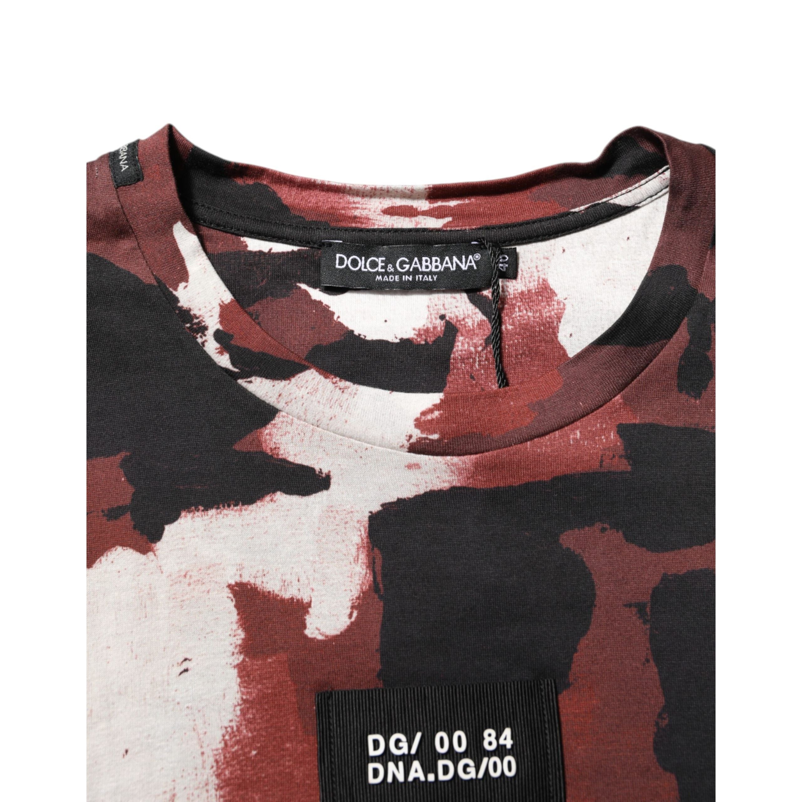 Tricou Dolce & Gabbana cu decolteu rotund, camuflaj multicolor