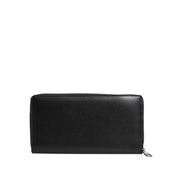 Portofel continental Dolce & Gabbana din piele neagră cu fermoar, cu logo