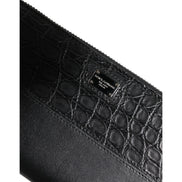 Portofel continental Dolce & Gabbana din piele neagră cu fermoar, cu logo