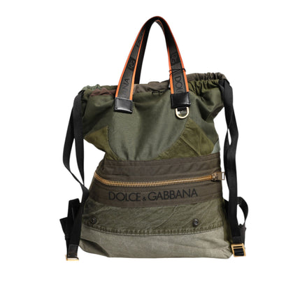 Dolce & Gabbana Military Green Patchwork Backpack