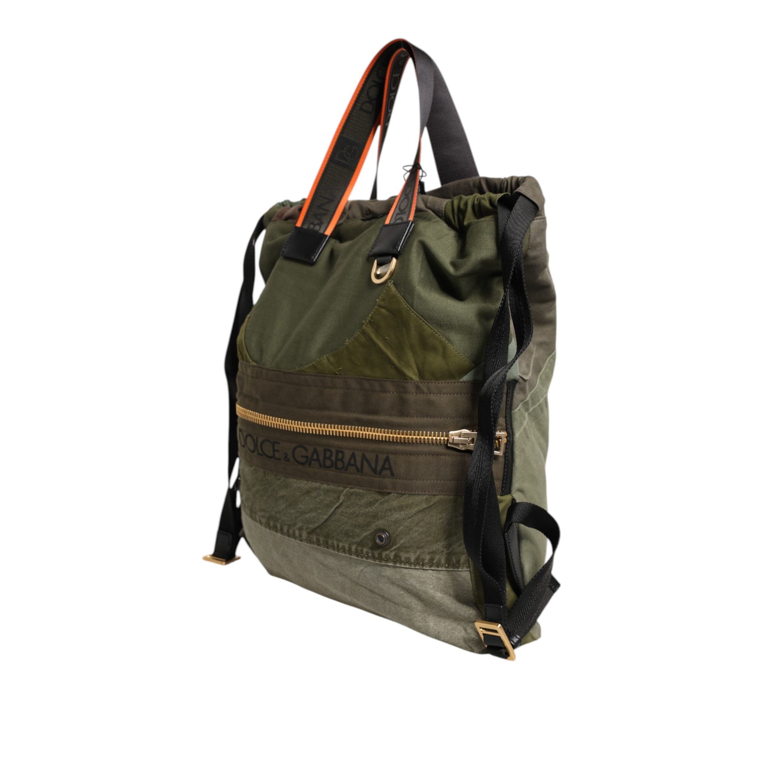 Dolce & Gabbana Military Green Patchwork Backpack