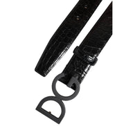Dolce & Gabbana Black Leather Classic Metal DG Buckle Belt