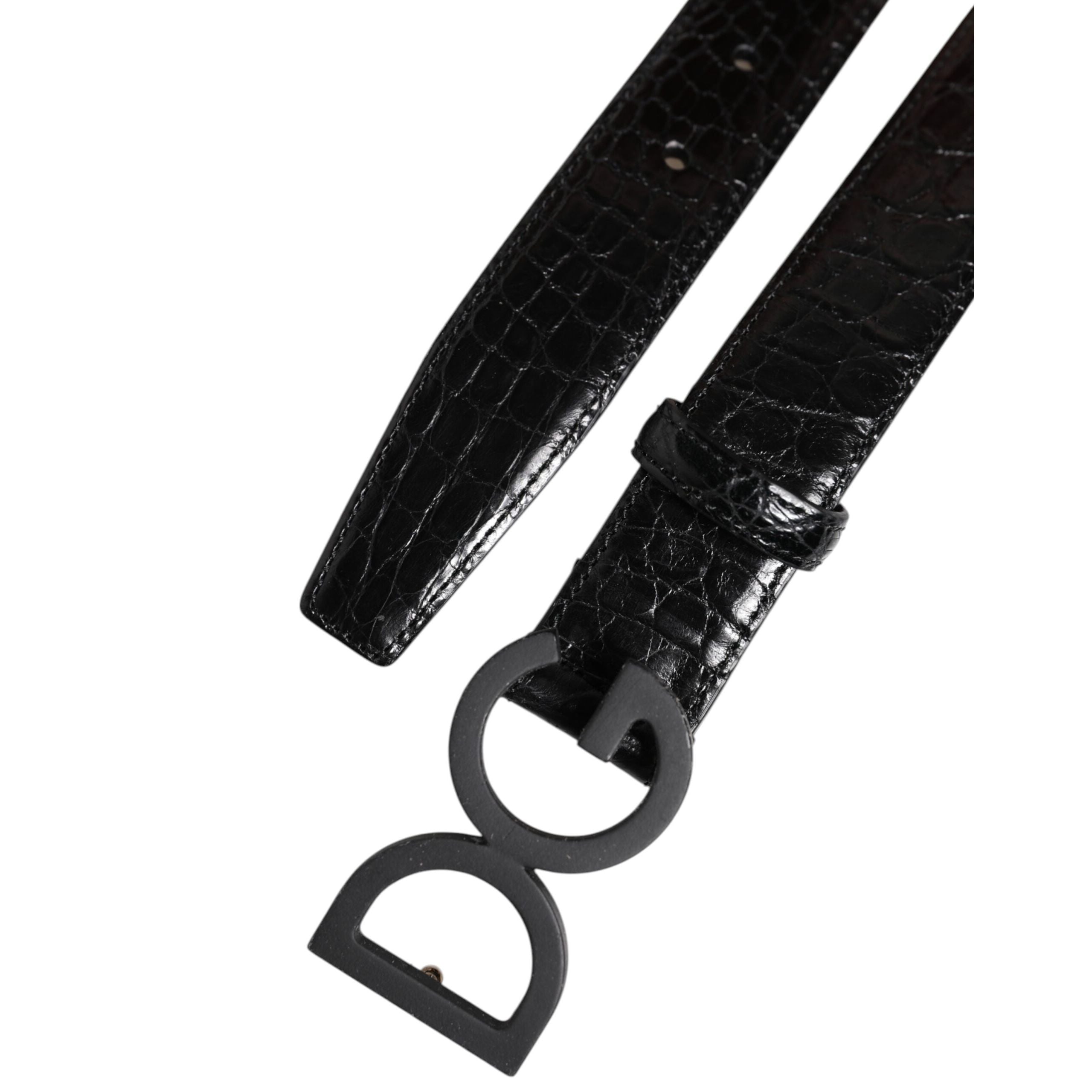 Dolce & Gabbana Black Leather Classic Metal DG Buckle Belt