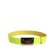 Curea Dolce & Gabbana cu cataramă clasică metalică cu logo, galben-verde