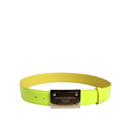 Curea Dolce & Gabbana cu cataramă clasică metalică cu logo, galben-verde