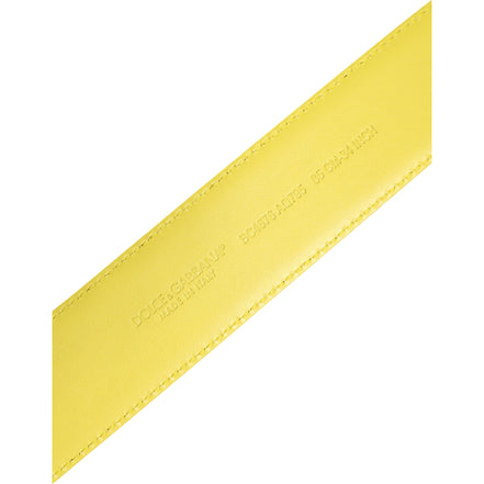 Curea Dolce & Gabbana cu cataramă clasică metalică cu logo, galben-verde