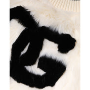 Dolce & Gabbana White Cropped Faux Fur DG Sweatshirt