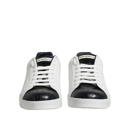Adidași Dolce & Gabbana Portofino albi și negri din piele