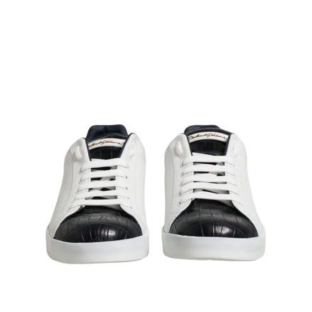 Adidași Dolce & Gabbana Portofino albi și negri din piele