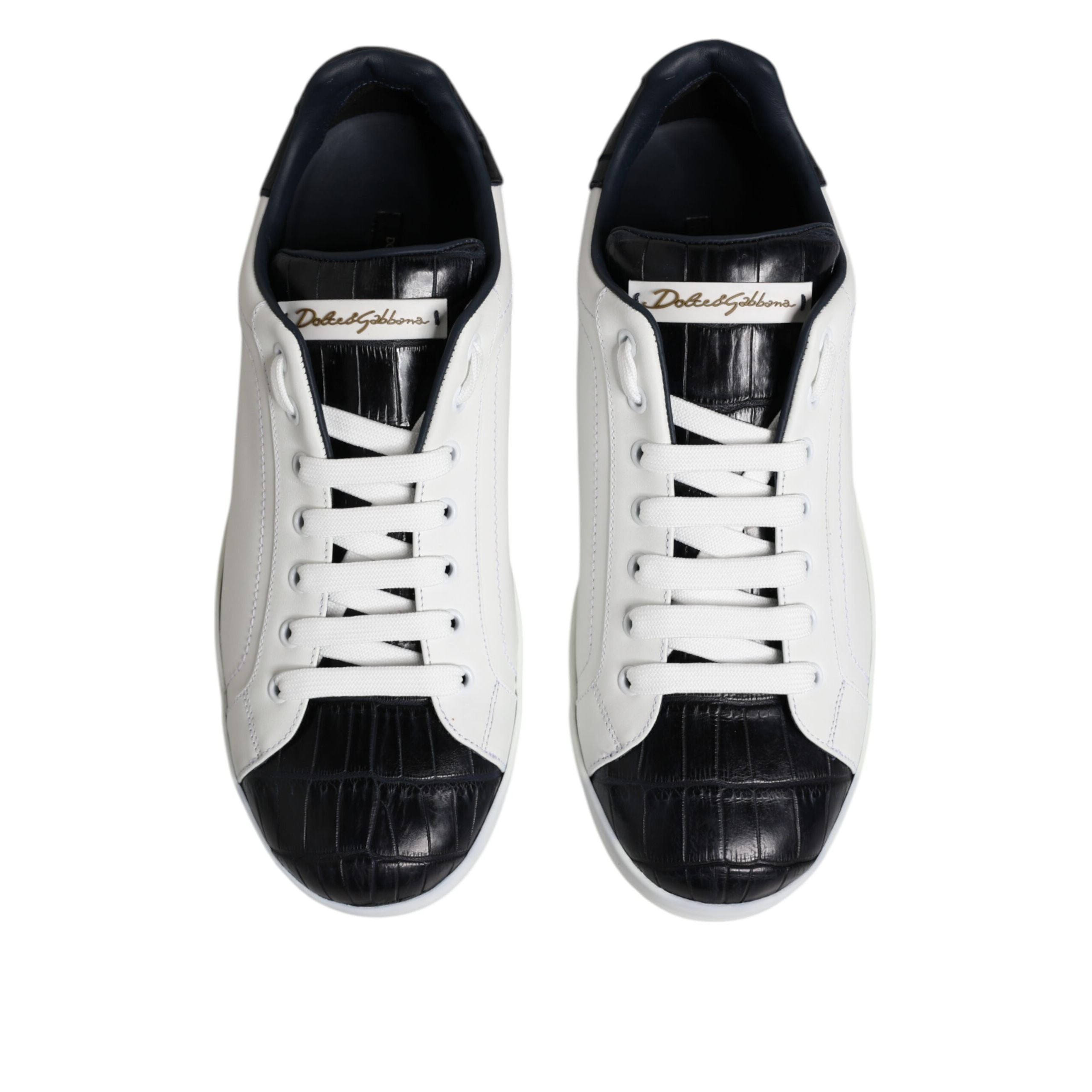 Adidași Dolce & Gabbana Portofino albi și negri din piele