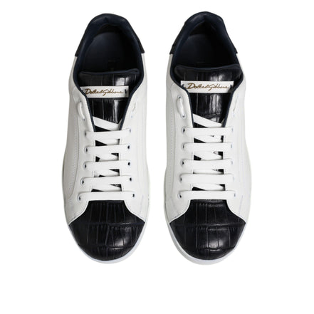 Adidași Dolce & Gabbana Portofino albi și negri din piele