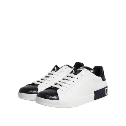 Adidași Dolce & Gabbana Portofino albi și negri din piele