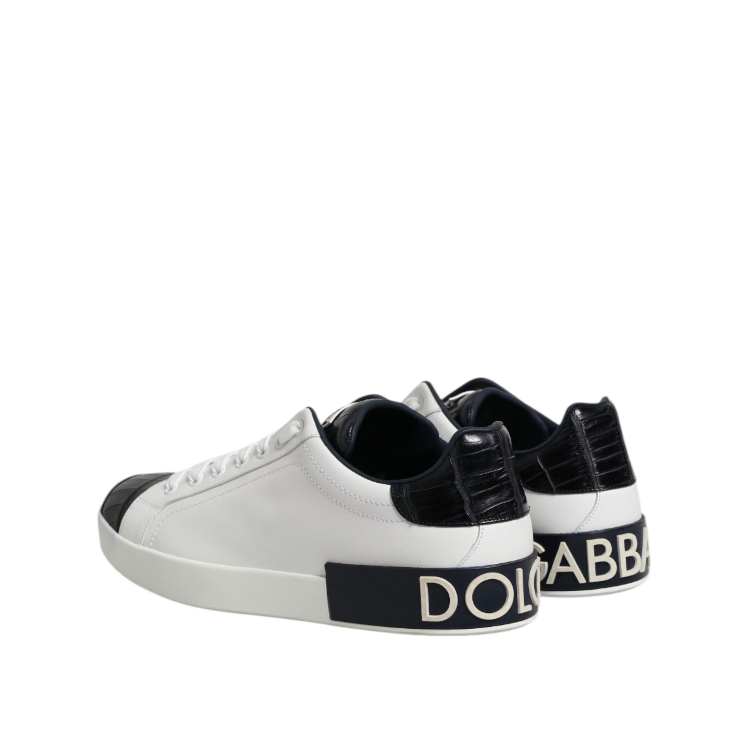 Adidași Dolce & Gabbana Portofino albi și negri din piele