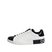 Adidași Dolce & Gabbana Portofino albi și negri din piele