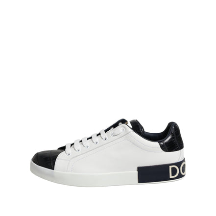 Adidași Dolce & Gabbana Portofino albi și negri din piele