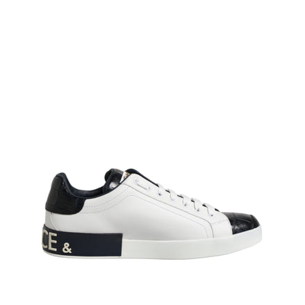 Adidași Dolce & Gabbana Portofino albi și negri din piele