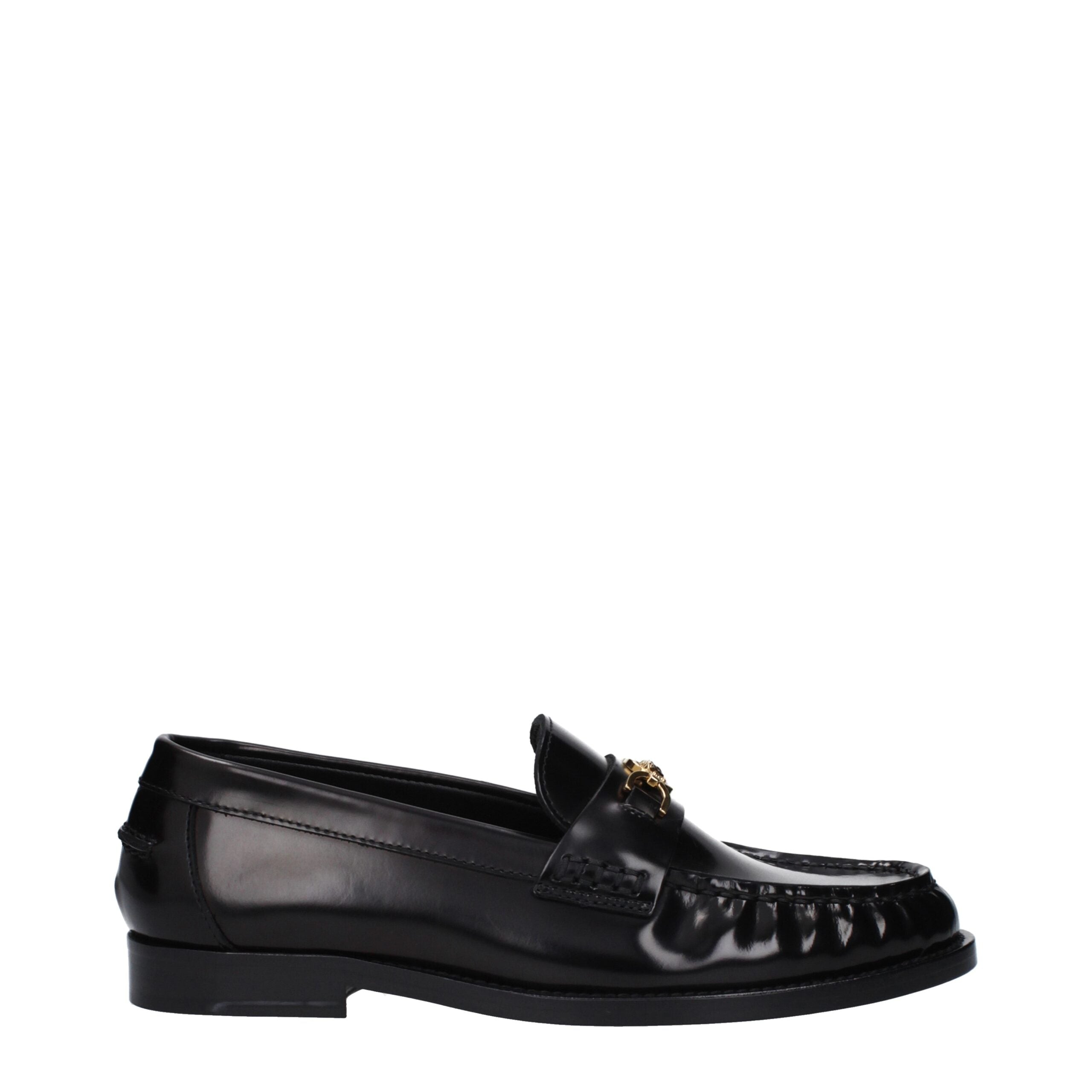 Mocasini slip-on din piele neagră Versace