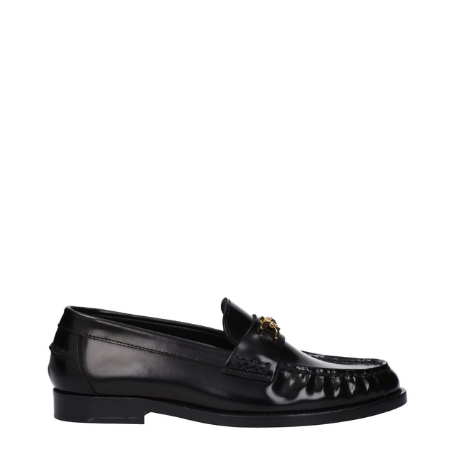 Mocasini slip-on din piele neagră Versace