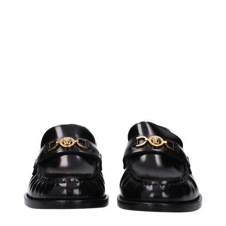 Mocasini slip-on din piele neagră Versace