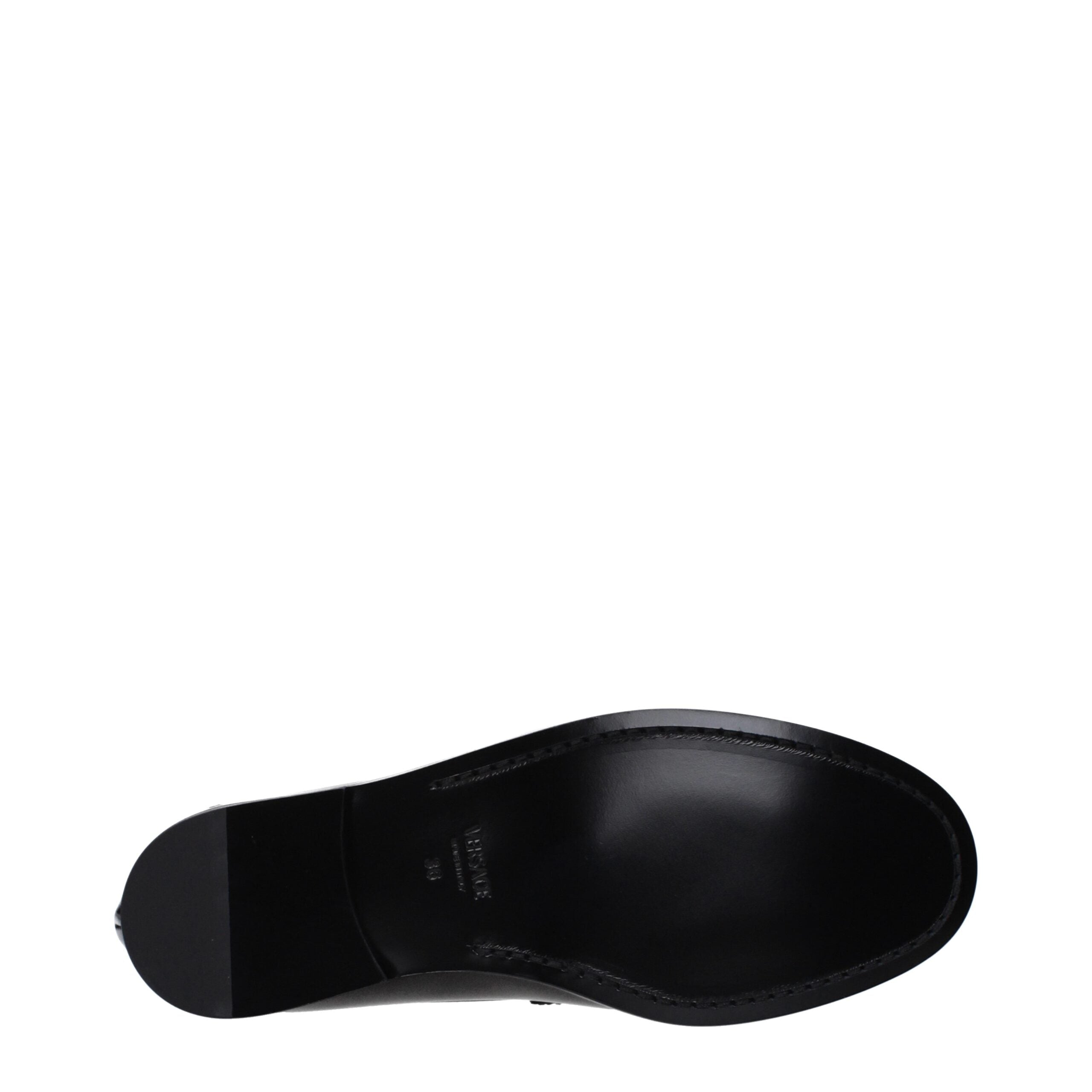 Mocasini slip-on din piele neagră Versace