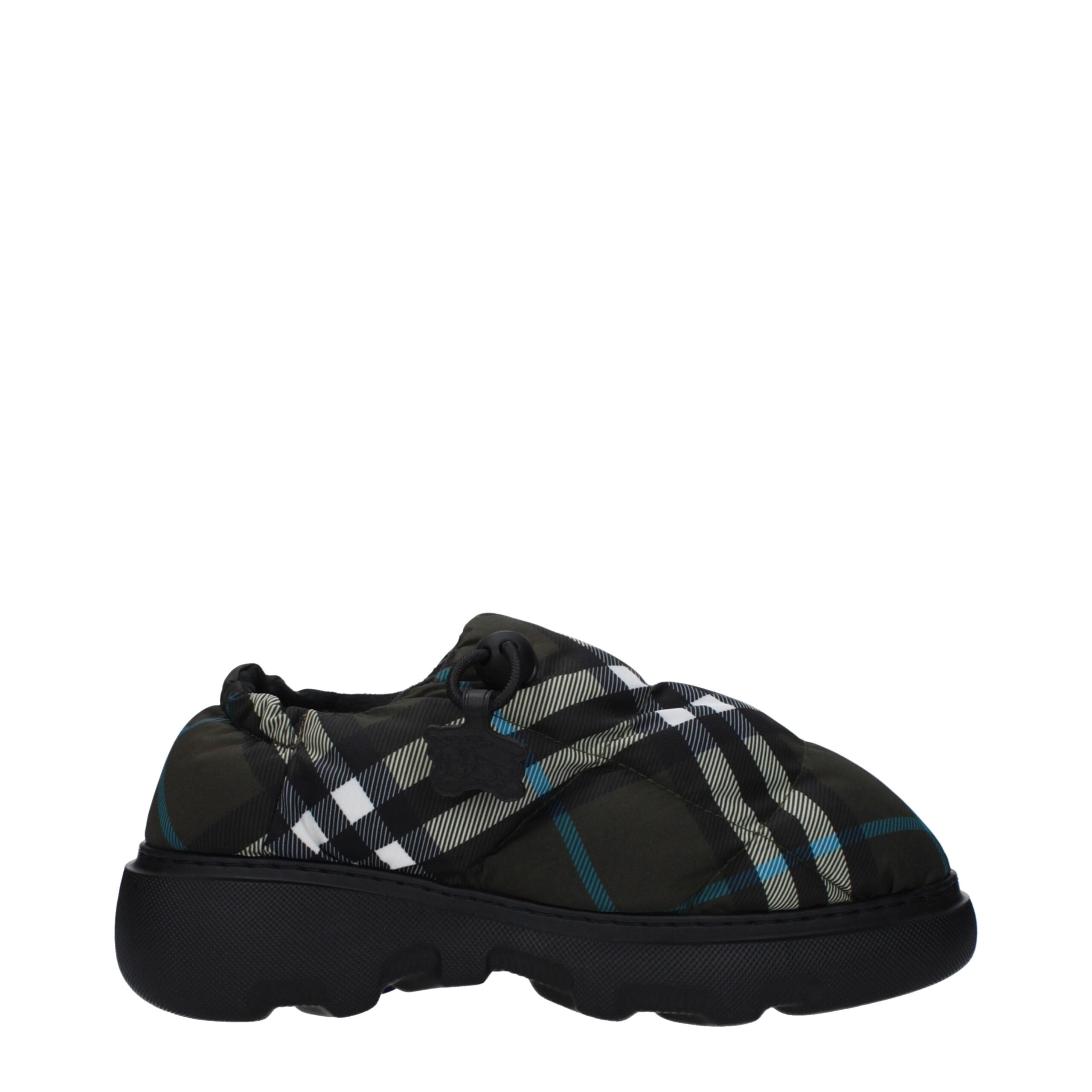 Pantofi fără șiret, tip mocasin, din material textil verde, Burberry