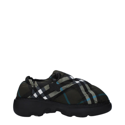 Pantofi fără șiret, tip mocasin, din material textil verde, Burberry