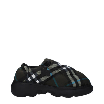 Pantofi fără șiret, tip mocasin, din material textil verde, Burberry