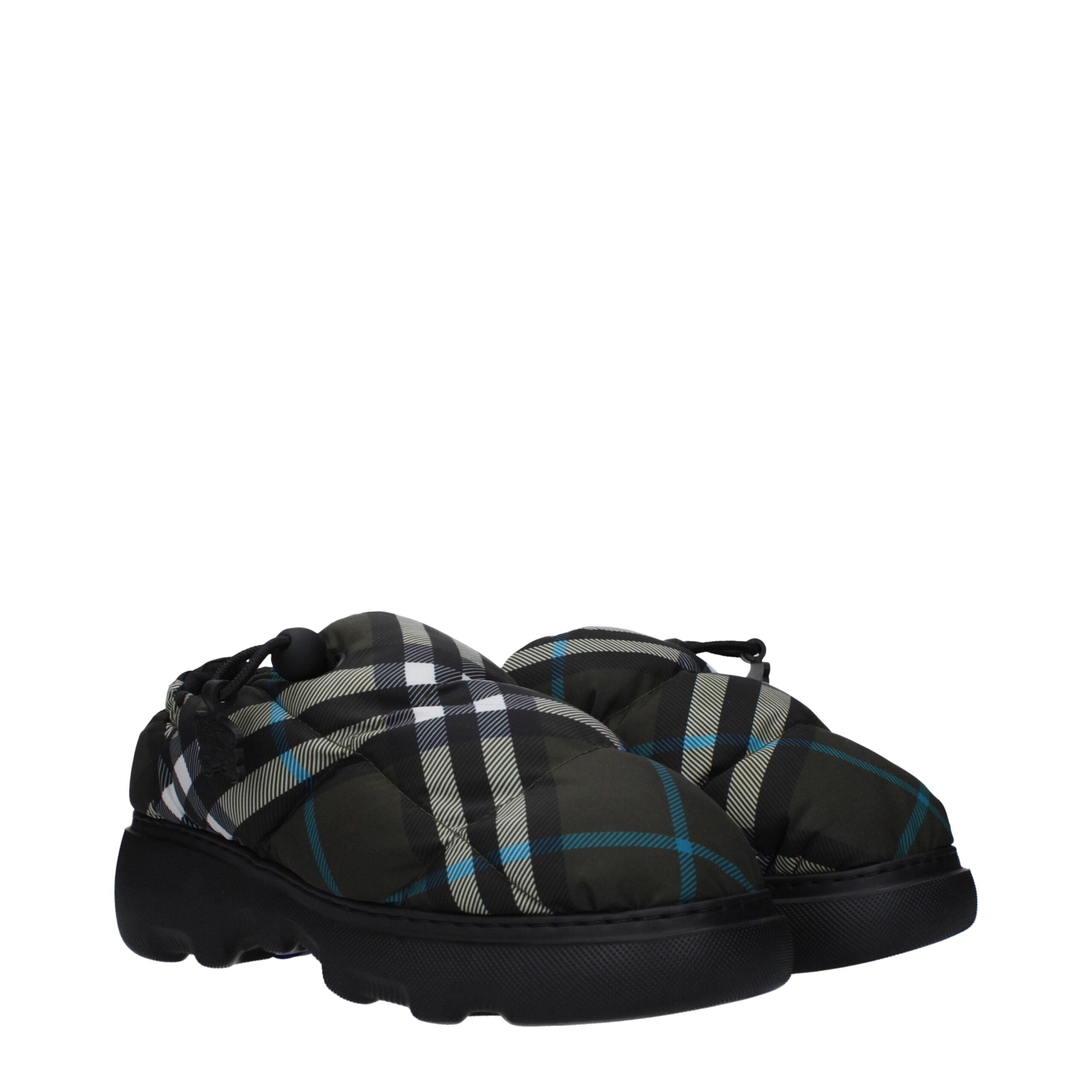 Pantofi fără șiret, tip mocasin, din material textil verde, Burberry