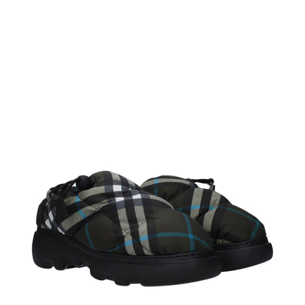 Pantofi fără șiret, tip mocasin, din material textil verde, Burberry