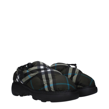 Pantofi fără șiret, tip mocasin, din material textil verde, Burberry