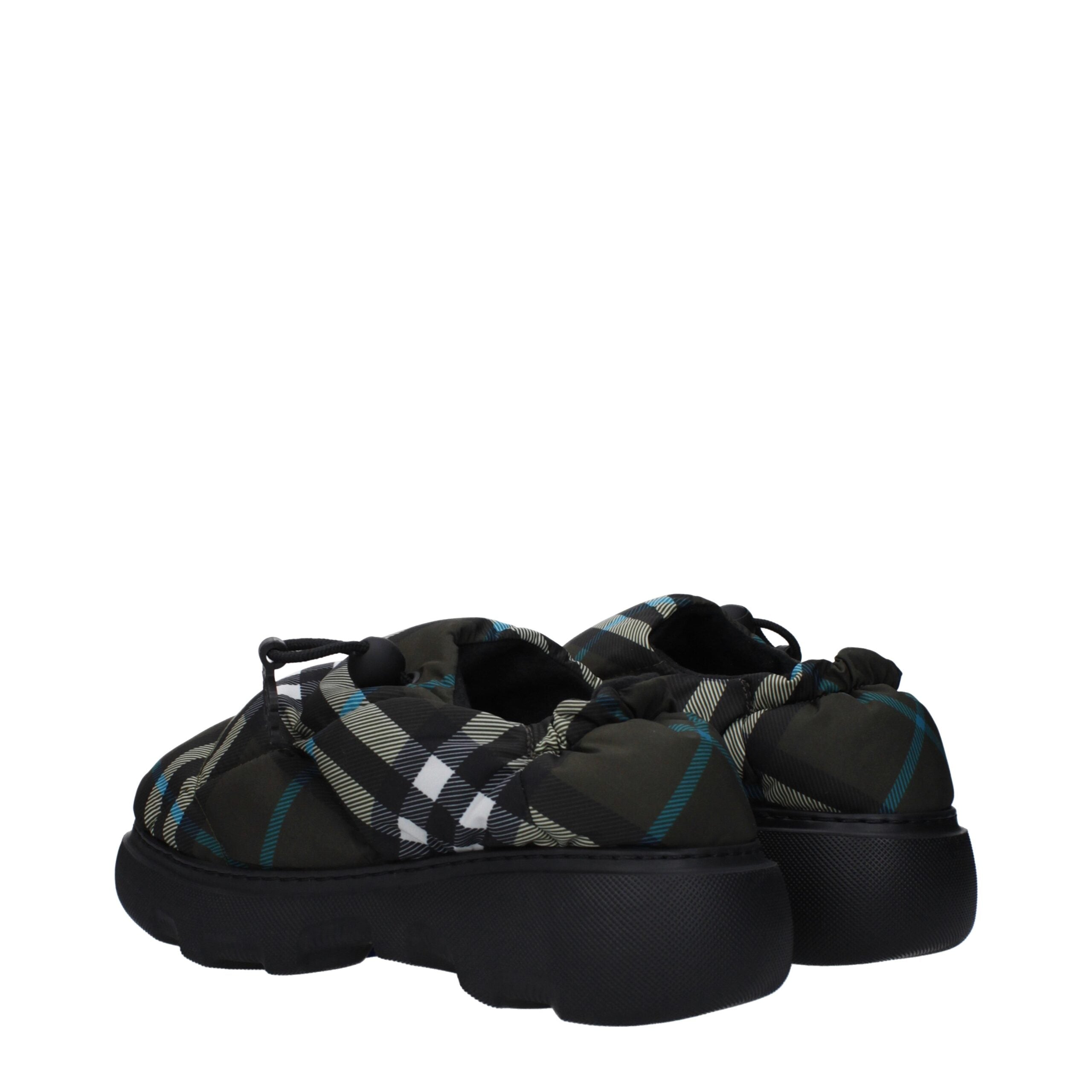 Pantofi fără șiret, tip mocasin, din material textil verde, Burberry