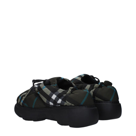 Pantofi fără șiret, tip mocasin, din material textil verde, Burberry