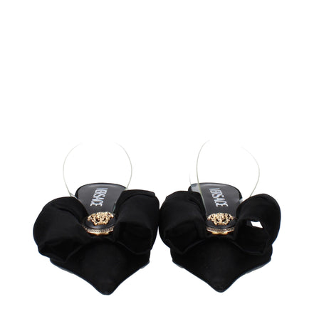 Versace Black Satin Flat Sandals