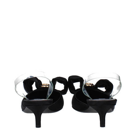 Versace Black Satin Flat Sandals