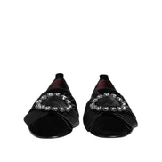 Dolce & Gabbana Black Vaticano Crystal Ribbon Slip-On Sneakers