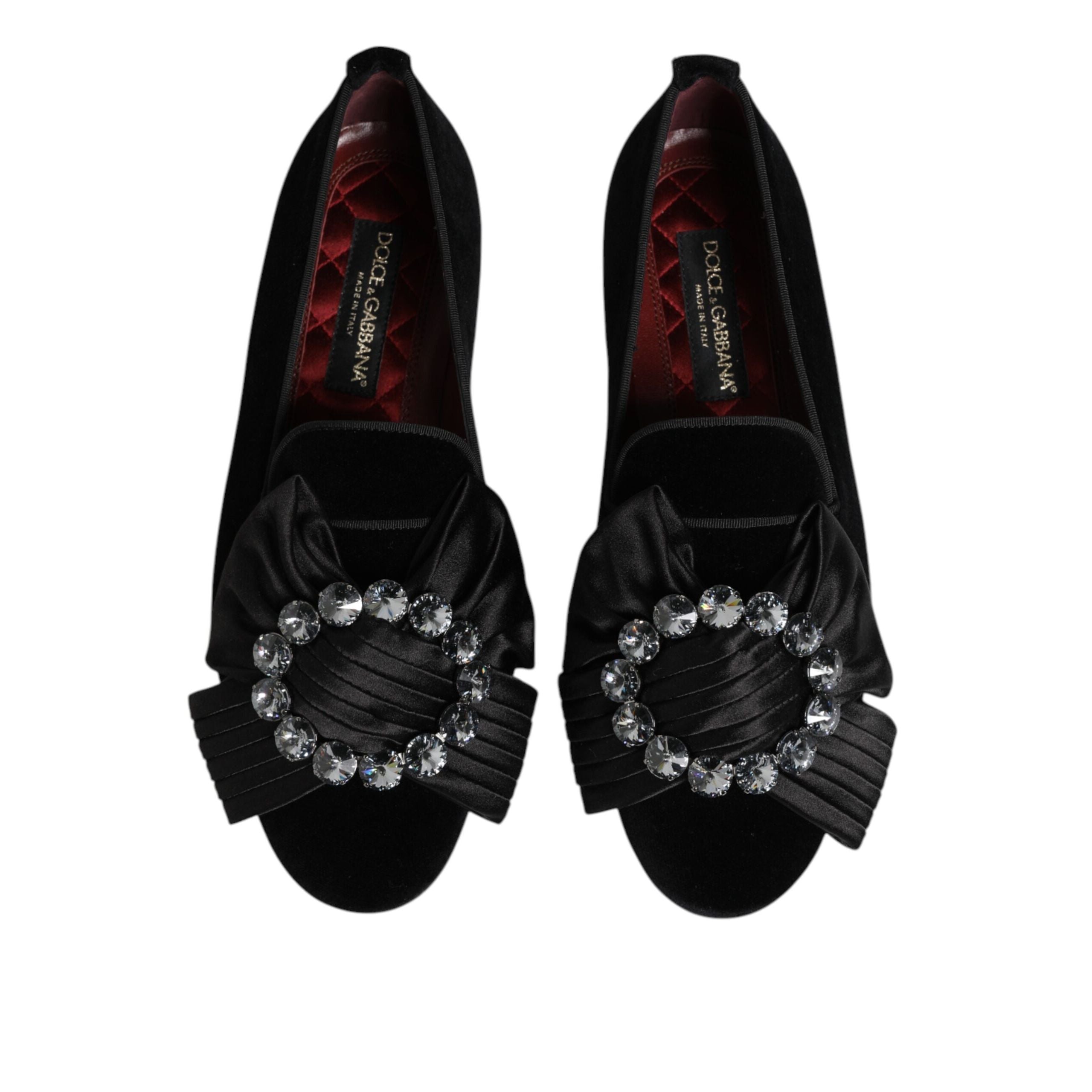 Dolce & Gabbana Black Vaticano Crystal Ribbon Slip-On Sneakers